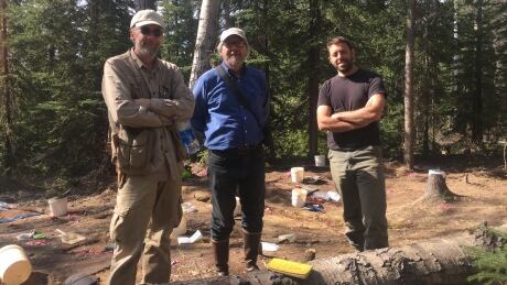 The University of Alaska's Dr. Ben Potter, Dr. Charles Holmes, and Ph.D. candidate Gerard Smith. Homes is the discoverer and principal investigator of the Swan Point archeological site. Gerard Smith