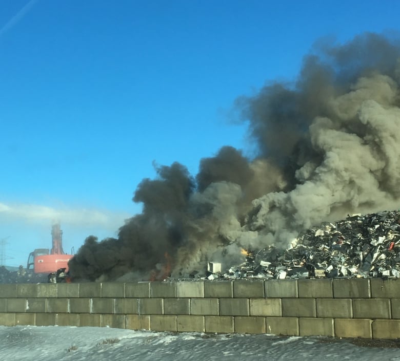 Crews battle fire at northeast Edmonton waste centre CBC News