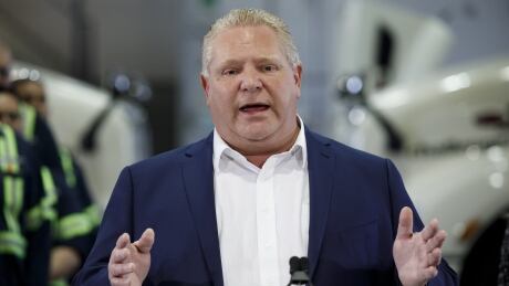 Ontario Premier Doug Ford announced the planned job cuts during a news conference in Cambridge, Ont. Wednesday morning. Doug Ford