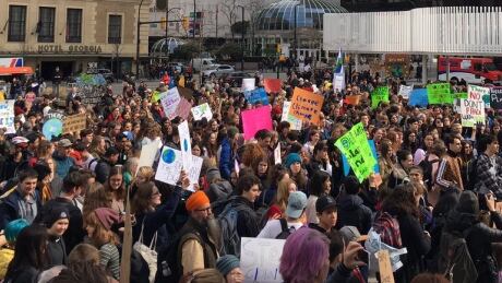 Hundreds of Vancouver students walked out of class Friday afternoon to protest the lack of action by political leaders on climate change. Climate Change rally