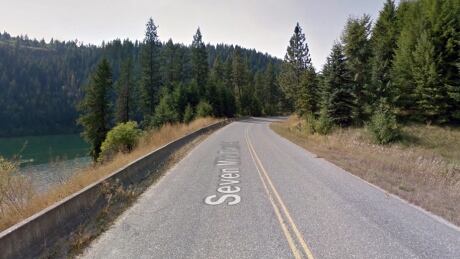 The road between Trail and the U.S. border, alongside the Pend d'Oreille River. Seven Mile Dam Road
