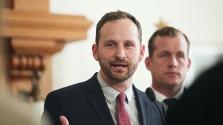 Sask. Opposition Leader Ryan Meili takes questions from reporters during budget day on March 20, 2019. 2019 Saskatchewan Budget Ryan Meili