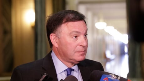 Education Minister Gordon Wyant spoke to reporters about the WE Charity contract. Gord Wyant