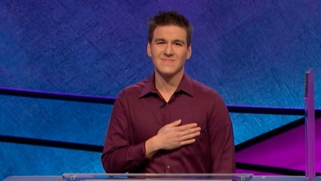 FILE - This file image made from video aired on "Jeopardy!" on Tuesday, April 9, 2019, and provided by Jeopardy Productions, Inc. shows James Holzhauer. The 34-year-old professional sports gambler from Las Vegas won more than $110,000 on "Jeopardy!" on Tuesday, breaking the record for single-day cash winnings. Holzhauer won $131,127 during a show aired Wednesday night, April 17, 2019, breaking the record that viewers saw him set last week.(Carol Kaelson/Jeopardy Productions, Inc. via AP, File) Jeopardy Record
