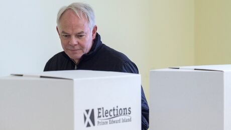 Peter Bevan-Baker, leader of the Green party, votes in the Prince Edward Island provincial election in Bonshaw, P.E.I. on Tuesday, April 23, 2019. PEI ELXN 20190423