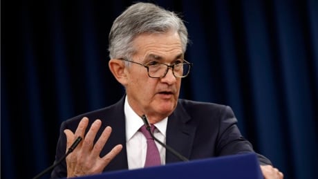 Federal Reserve Board Chair Jerome Powell speaks at a news conference following a two-day meeting of the Federal Open Market Committee, Wednesday, May 1, 2019, in Washington. At a conference in Chicago Powell said he was prepared to respond to trade conflict to protect the U.S. economy. Federal Reserve Powell