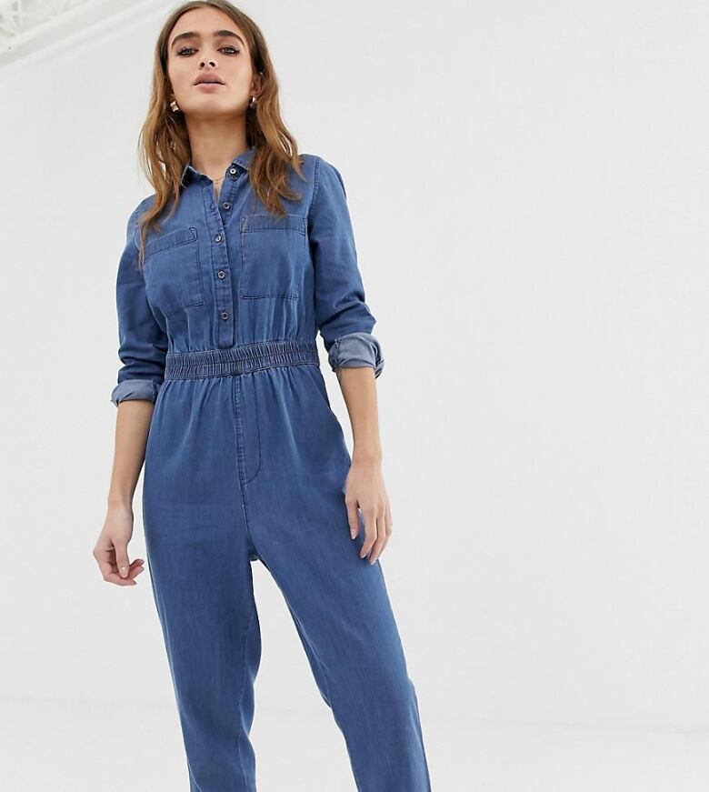 Womens hot sale denim coveralls