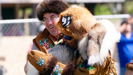 Vince Natomagan at the Buckskin Parade at the Elders Conference in Pinehouse, Sask., on June 20, 2019. Buckskin beadwork varies by each culture and community. Vince Natomagan