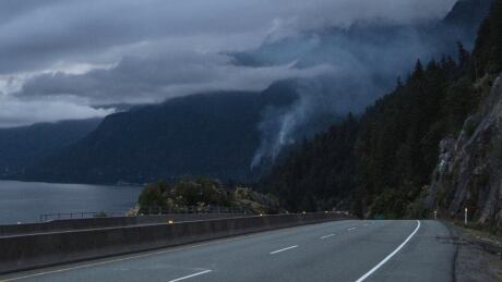 The fire above the Sea to Sky Highway was still burning early on June 24, 2019. The fire is about three hectares in size. lions bay sea to sky fire