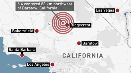 Ridgecrest, California earthquake map