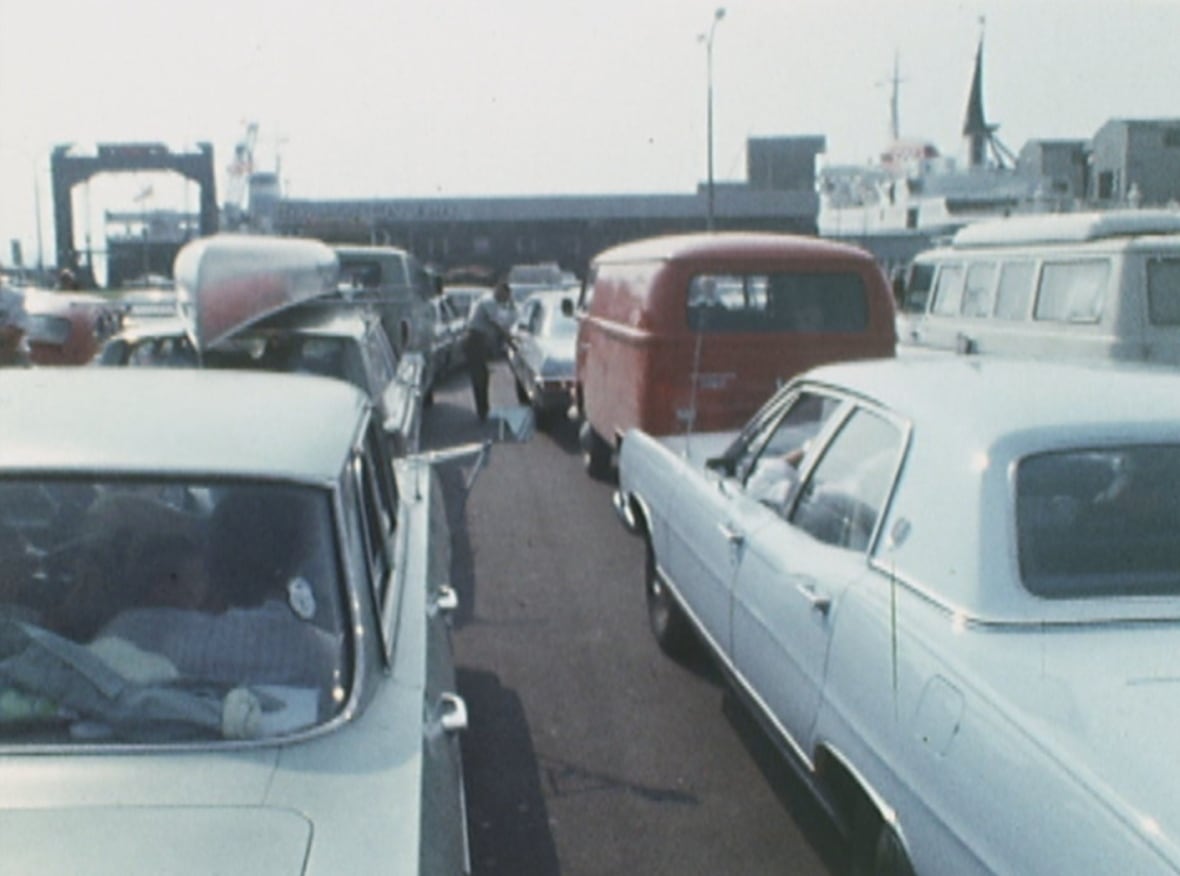 cars and vans lined up
