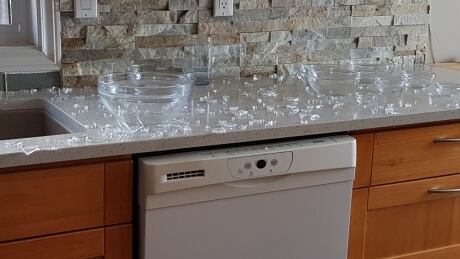 Marina Hill of Victoria said her mixing bowl exploded into tiny pieces while just sitting on the counter. Mixing bowl explosion