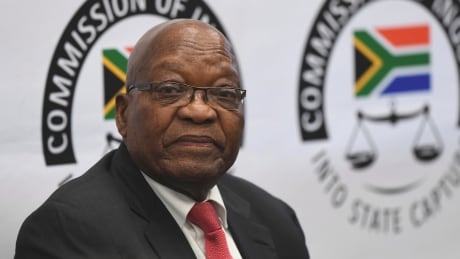 Former South Africa President Jacob Zuma appears before a commission probing allegations of corruption during his tenure as the country's leader as president from 2009 until 2018, in Johannesburg on Monday. South Africa Corruption Ex-President