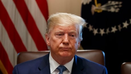 President Donald Trump pauses while speaking as reporters leave the room during a Cabinet meeting in the Cabinet Room of the White House, Tuesday, July 16, 2019, in Washington. Trump