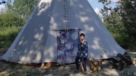 Ari Cardinal Lennie, 12, who identifies as gender-fluid and pansexual, participated in a rite of passage at a camp on the land outside of Fort Providence last weekend. These rites traditionally enforce gender norms, a practice that does not accommodate all youth. Ari Cardinal Lennie