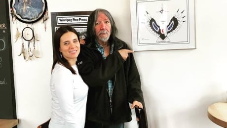 Christa Guenther, left, says the work of Winnipeg artist Daniel James Martin was perfect for the walls of her restaurant. Martin, right, died on July 28, 2019, from complications of cancer. Daniel James Martin