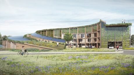 An architect's rendering of Eve Park, the world's first integrated, automated electric vehicle parking system, to be built at London's 5 West community. Eve Parking Drawing