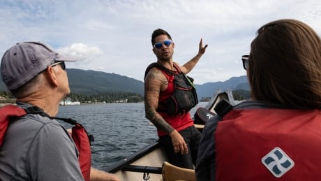 Dennis Whonoak Thomas, a Wilderness Guide and Assistant Manager for Takaya Tours, explains the connection between the Indian Arm and the First Nations people in North Vancouver. First Nations canoe tour