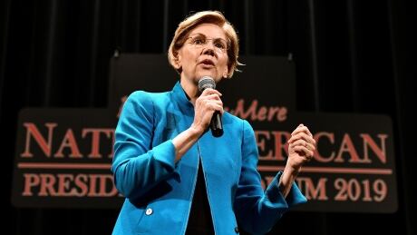 Elizabeth Warren, 2020 Democratic presidential hopeful, speaks during the first day of the Frank LaMere Native American Presidential Forum held Monday, Aug. 19, 2019 at the Orpheum Theatre in Sioux City, Iowa. Election 2020 Warren