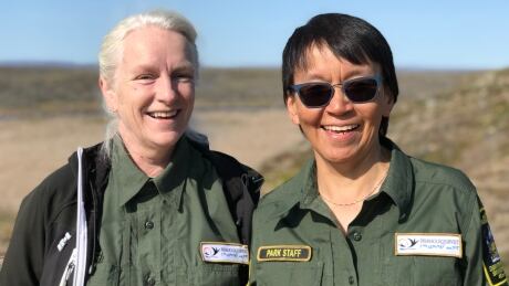 Linda Vaillancourt, left, and her colleague Leesee Papatsie work with Nunavut's parks. Linda Vaillancourt Leesee Papatsie Nunavut Parks