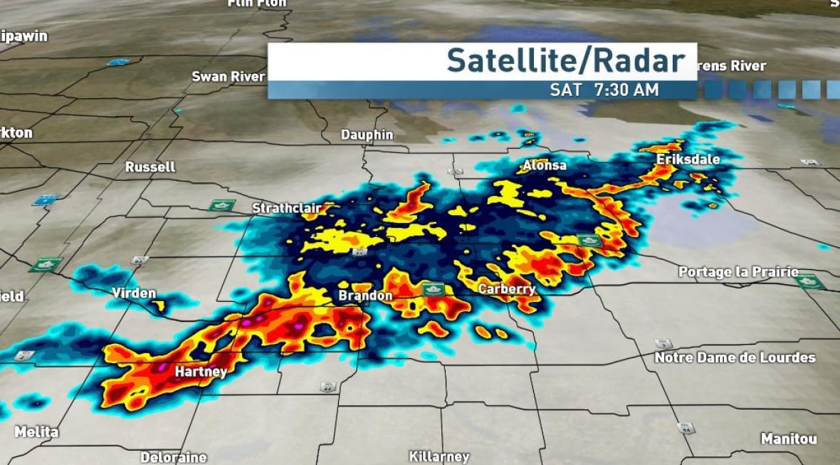 Slowmoving storms soak southwestern Manitoba, more on the way CBC News