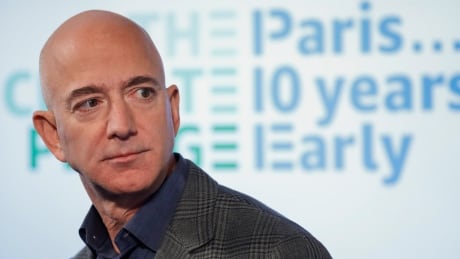 Amazon CEO Jeff Bezos speaks during his news conference at the National Press Club in Washington, Thursday, Sept. 19, 2019. Bezos announced the Climate Pledge, setting a goal to meet the Paris Agreement 10 years early. (AP Photo/Pablo Martinez Monsivais) Amazon Bezos Climate