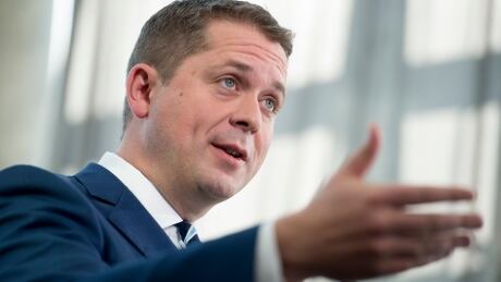 Conservative leader Andrew Scheer addresses the media during a morning announcement in Toronto on October 1. FedElxn Conservatives 20191001