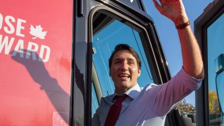 Federal Liberal leader Justin Trudeau departs after making an announcement in Markham, Ontario on Wednesday October 9, 2019. FedElxn Liberals 20191009