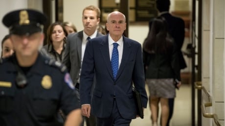 Michael McKinley, a former top aide to Secretary of State Mike Pompeo, leaves Capitol Hill in Washington on Wednesday, Oct. 16, 2019, after testifying before congressional lawmakers as part of the House impeachment inquiry into U.S. President Donald Trump. Michael McKinley