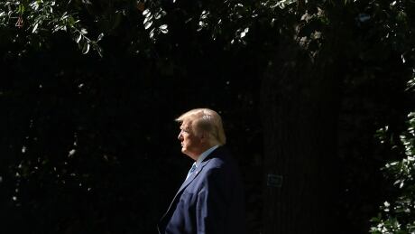 U.S. President Donald Trump walks toward Marine One while departing for Pittsburgh to speak at the annual Shale Insight Conference, on Oct. 23, 2019, in Washington, DC. Earlier today, Trump announced that the U.S. would be lifting all sanctions imposed on Turkey in response to its invasion of northern Syria. U.S. President Donald Trump