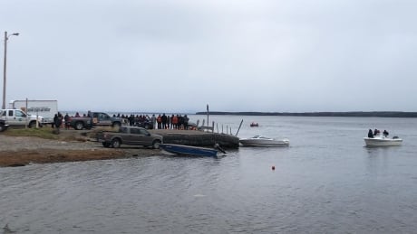Volunteers used small boats to search Lake Melville for a young woman who was reported missing early Saturday. Sheshatshiu search