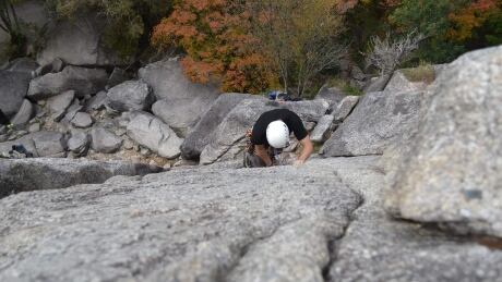 A rock climber at Smoke Bluffs in Squamish, a municipality internationally renowned for its climbing which draws thousands of outdoor enthusiasts and tourists every year.
Squamish climbing