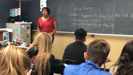 Carolyn Howlett is teaching Indigenous books to her grade 11 English students as part of the new course material. WDR_EnglishTeacher