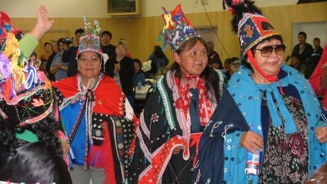 Dancers at a Lake Babine Nation potlatch in northern B.C. The all clans ceremony, with Carrier Sekanni Family Services, is part of a revival of the traditional feast in British Columbia. Dancers at a Lake Babine Nation potlatch in northern B.C. in 2004.