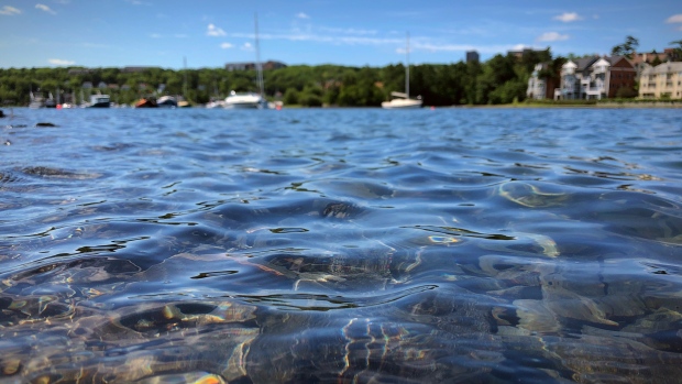 Untreated wastewater diverted from entering the Northwest Arm; Clear waters of the Northwest Arm in Halifax, Nova Scotia