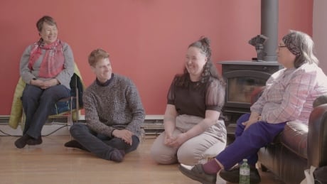 In the Making host Sean O'Neill (centre left) with Laakkuluk Williamson Bathory (centre right) at Qaggiavuut, an Iqaluit performing arts centre that is now fundraising to build a permanent home. Qaggiavuut