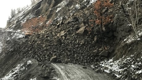 A rockslide blocks the only road to Telegraph Creek, B.C. Telegraph Creek rockslide