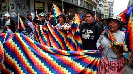Supporters of Bolivian ex-President Evo Morales and locals discontented with the political situation march during a protest from El Alto to La Paz on Wednesday. 1182174326