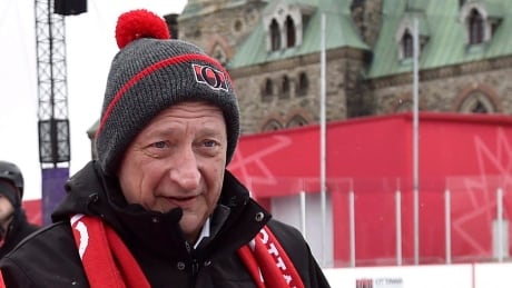 Ottawa Senators owner Eugene Melnyk at an event with then-heritage minister Melanie Joly on Parliament Hill in Ottawa on Thursday, Dec. 7, 2017. eugene melnyk