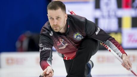 Newfoundland skip Brad Gushue, seen above at the Brier in March, picked up a 5-1 win over Matt Dunstone at the National on Wednesday in Conception Bay South, Nfld. gushue-brad-121119