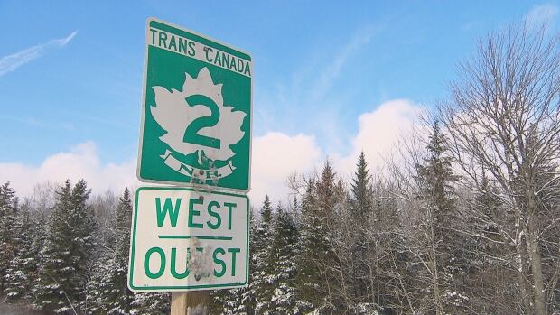 The New Brunswick Highway Corporation is weighing options for flood mitigation on the Trans-Canada Highway between Fredericton and Moncton. route 2 highway sign