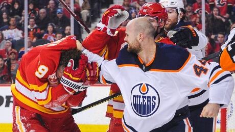 Matthew Tkachuck gets pummeled by Edmonton's Zack Kassian in a game on Saturday night. The Calgary Flames forward wants to put it behind him, at least until the two teams play each other again. 1193186544