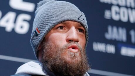 Conor McGregor, seen above at a pre-right news conference, is scheduled to fight Donald "Cowboy" Cerrone in a welterweight bout at UFC 246 on Saturday in Las Vegas. mcgregor-conor-011720