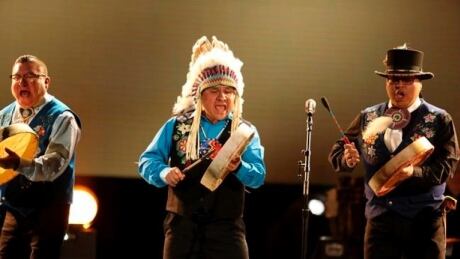 Northern Cree performs at the 59th annual Grammy Awards on Sunday, Feb. 12, 2017, in Los Angeles. THE CANADIAN PRESS/AP-Photo by Matt Sayles/Invision/AP Northern Cree band