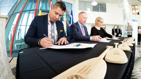 Roughly 25 businesses have already signed onto the Sask. Chamber of Commerce's Indigenous Engagement Charter, which was unveiled on Tuesday. Indigenous Engagement Charter signing ceremony Saskatchewan Chamber of Commerce Thomas Benjoe