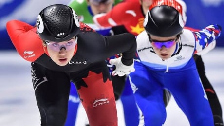 Courtney Sarault of Moncton, N.B., covered 1,000 metres in one minute 55.143 seconds to finish second in a women's race on Saturday at the ISU World Cup short track event in Dresden, Germany. sarault-courtney-200208-1180