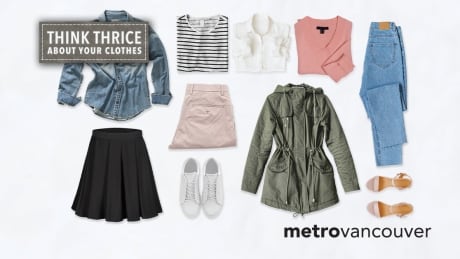 Metro Vancouver's 'Think thrice' campaign encourages residents to reduce, repair and donate unwanted clothes to keep them out of landfills. Think thrice clothing waste