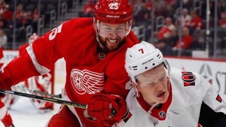 The Oilers acquired veteran NHL defenceman Mike Green, left, from the Red Wings during Sunday's 4-2 win at Los Angeles. Green, 34, has three goals and 11 points in 48 games this season. green-mike-200210-1180