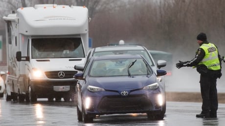Since Saturday at 4 p.m. members of Quebec's provincial police force have been stopping motorists heading to eight different regions considered at "high risk" of COVID -19, including many with large Indigenous populations. COVID Que 20200329