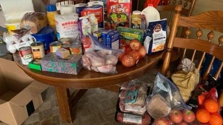 Behchoko resident, Cecile Desj, thanked the Tlicho government in a Facebook post after receiving this hamper on Thursday. The government says each household in the four Tlicho communities will get a similar hamper. Tlicho Food Hamper